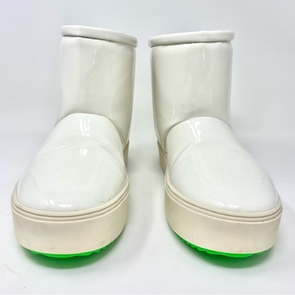 CHIARA Ferragni Logo Patch White Vinyl and Plush Lined Ankle Booties Size 39 - Picture 11 of 16